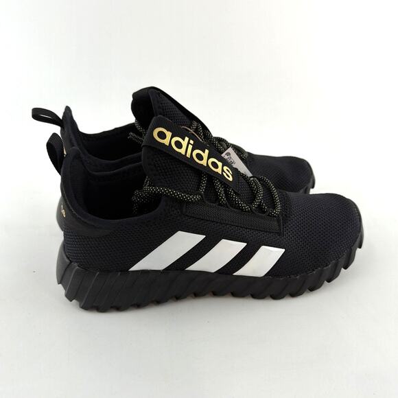 Adidas Kids Unisex Black Gold Metallic Cloud White Kaptir Flow Shoes Size 5.5 - Picture 9 of 13